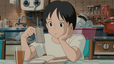 Shizuku Tsukishima staring at a library card