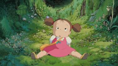 Mei feeling dizzy after falling into a hole at the base of the large tree.