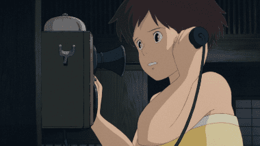 A frantic Satsuki trying to call her father about the telegram.
