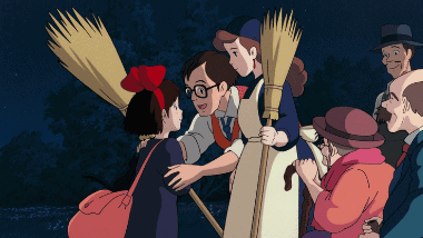 Kiki being seen off by her family and local people