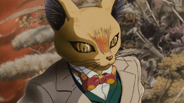 The cat baron doll, Baron, that Shizuku encountered at 'Chikyuya'