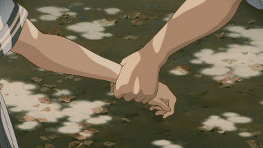 Sugimura grabbing Shizuku's arm