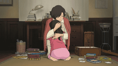 Umi crying while being hugged by her returned mother