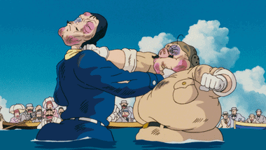 Porco and Curtis fist-fighting.
