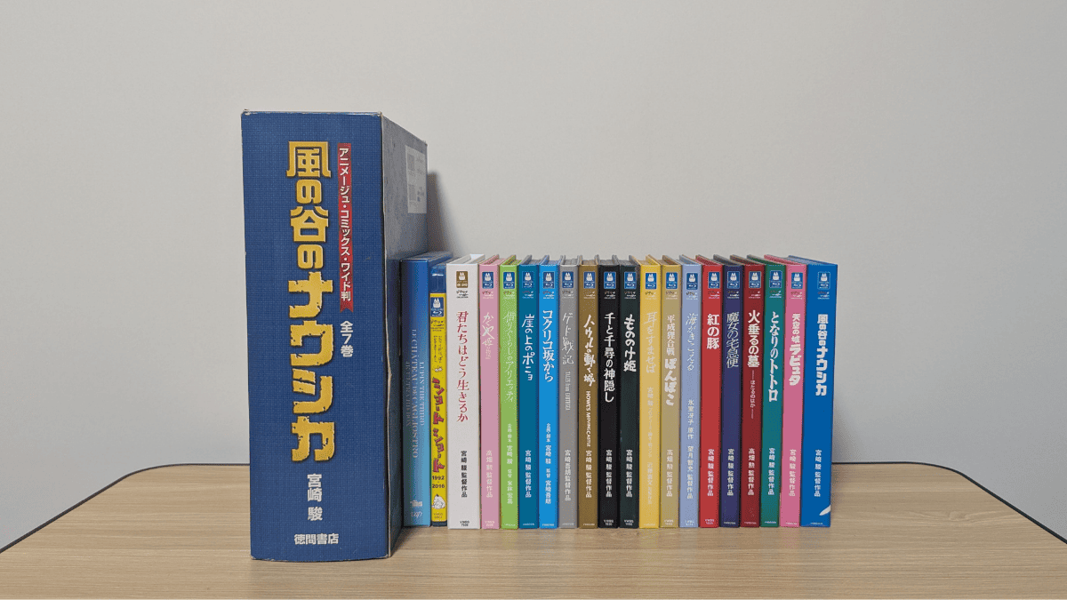 A photo of the Blu-rays and manga mentioned above