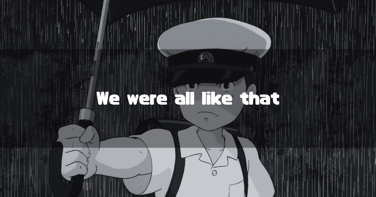 A headline with the tagline 'We were all like that' superimposed on a background of Kanta from the movie 'My Neighbor Totoro'