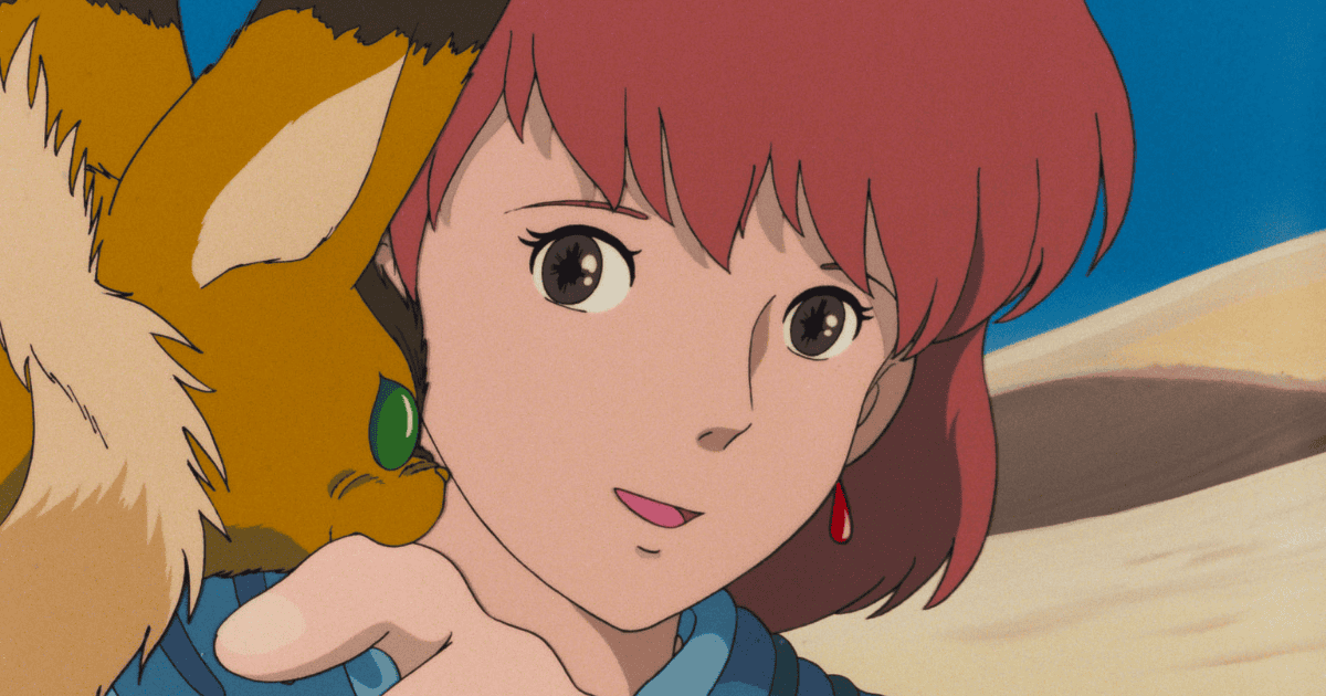 Nausicaa with Teto perched on her shoulder in Nausicaä of the Valley of the Wind
