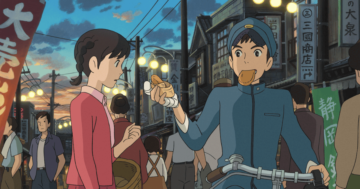 Umi Matsuzaki and Shun Kazama on a busy Yokohama street in From Up on Poppy Hill